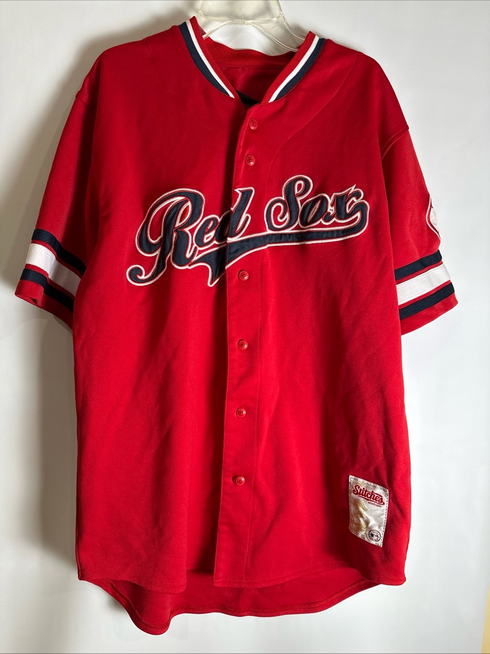 Stitches Red Boston Red Sox Men’s Baseball Jersey with Navy & White Trim